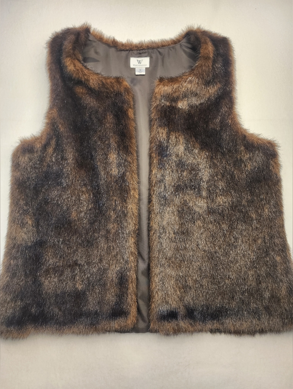Vintage Worthingon Faux Fur Chocolate Brown Vest Like New Size Med Soft Festival - Picture 1 of 11